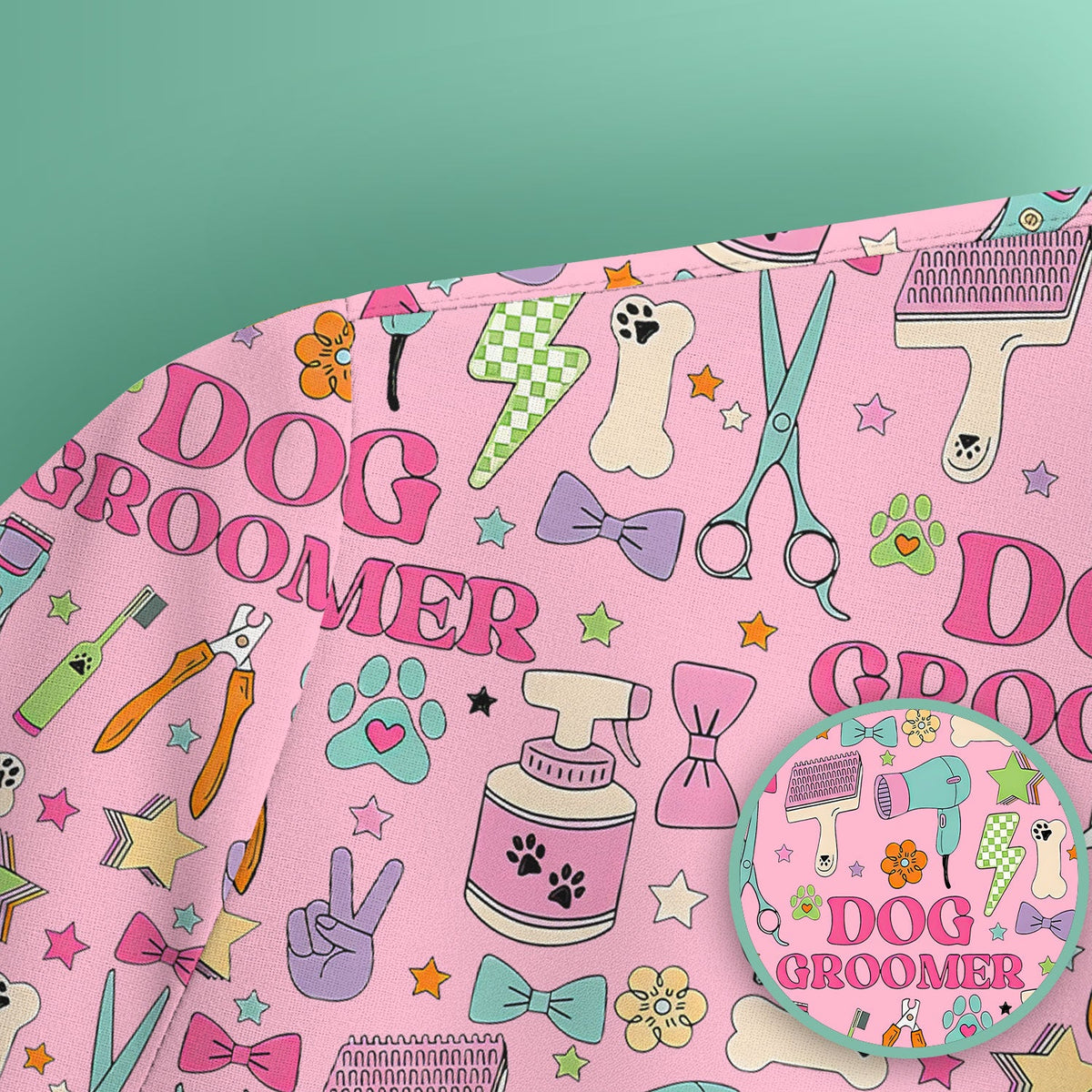 Dog Groomer Tools Nurse Scrub Top