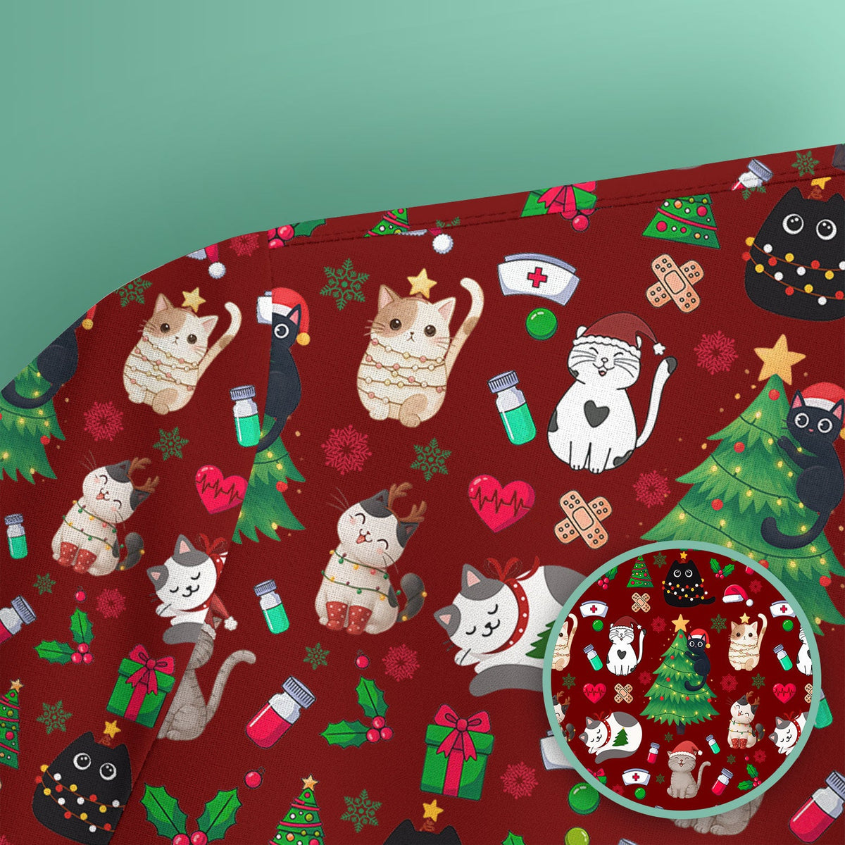 Christmas Pet Nurse Scrub Top