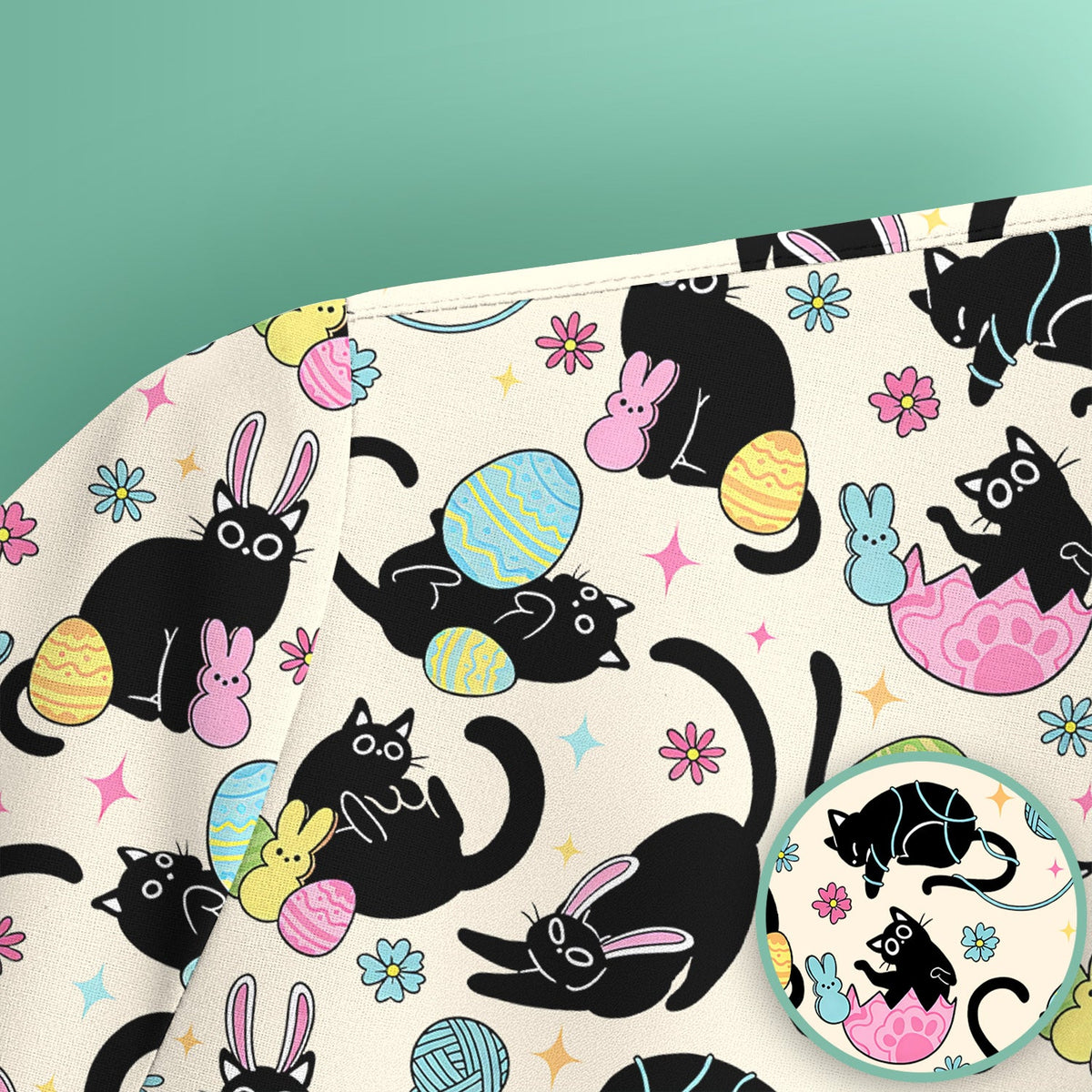 Black Cat Egg Nurse Scrub Top - Easter Gift