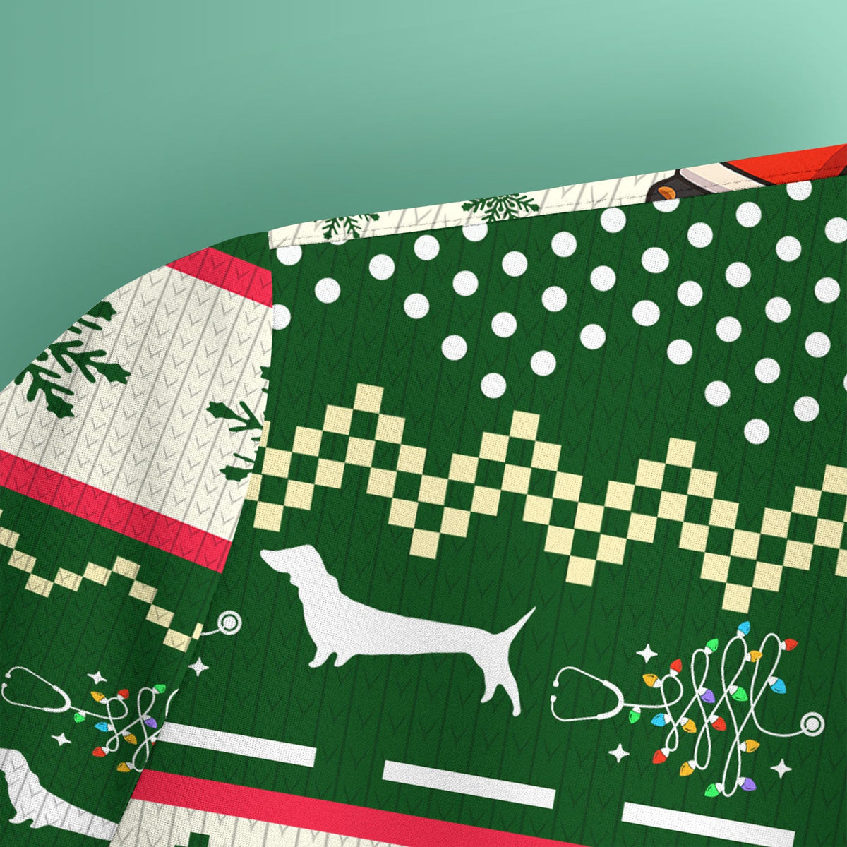 Wiener Dog Through The Snow Christmas Nurse Scrub Top