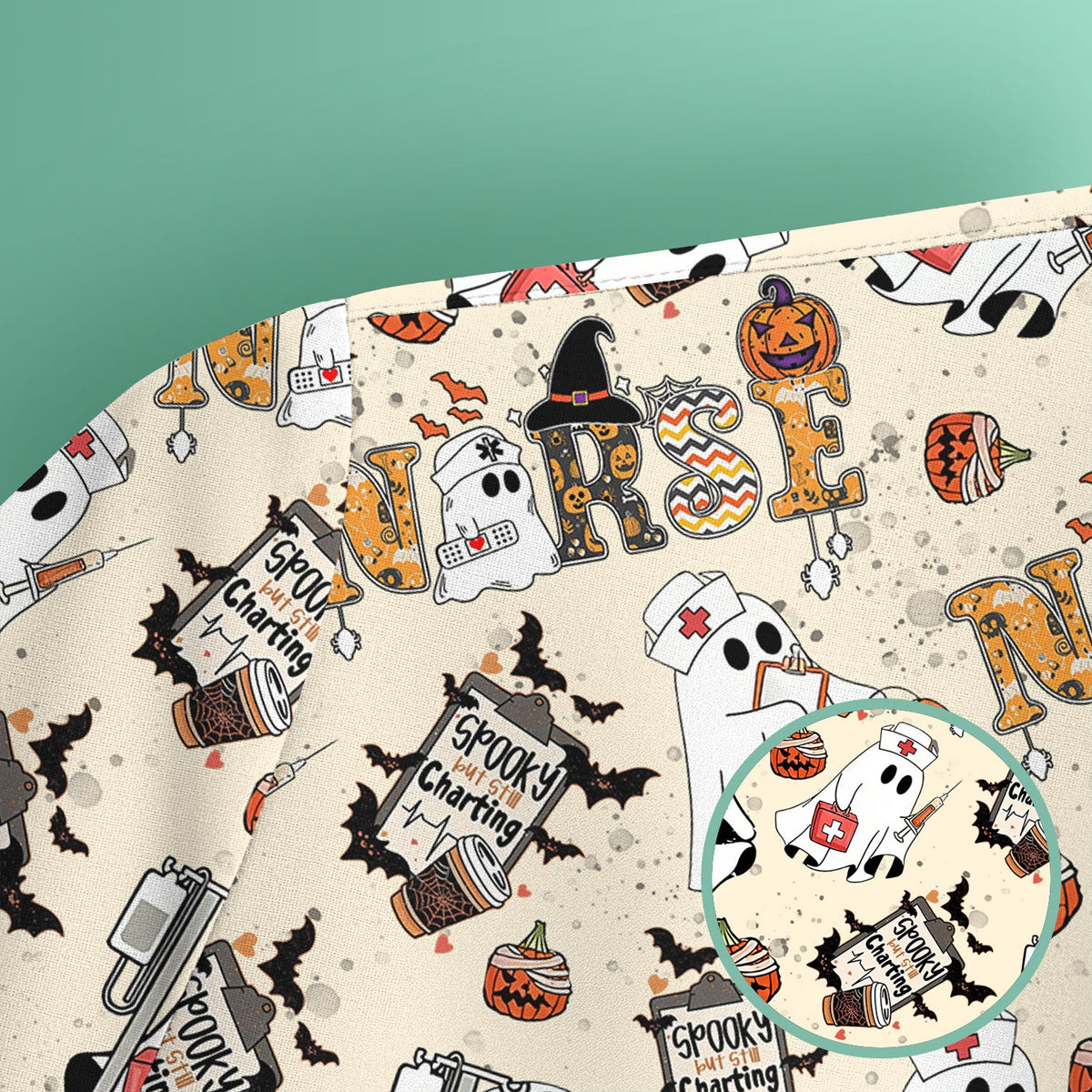 Spooky But Still Charting Nurse Scrub Top - Halloween Gift