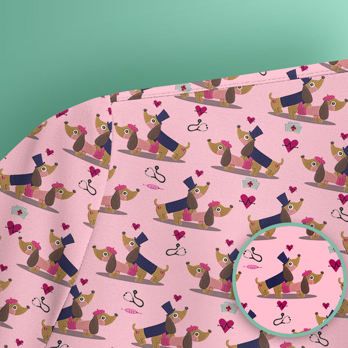 Dachshund Nurse Scrub Top - Valentines Day Gift