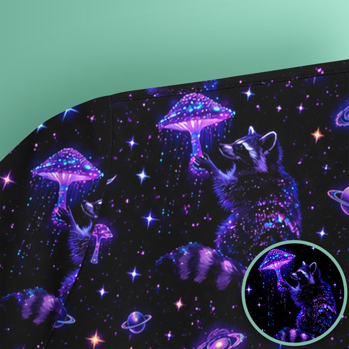 Raccoon Mushroom Galaxy Nurse Scrub Top
