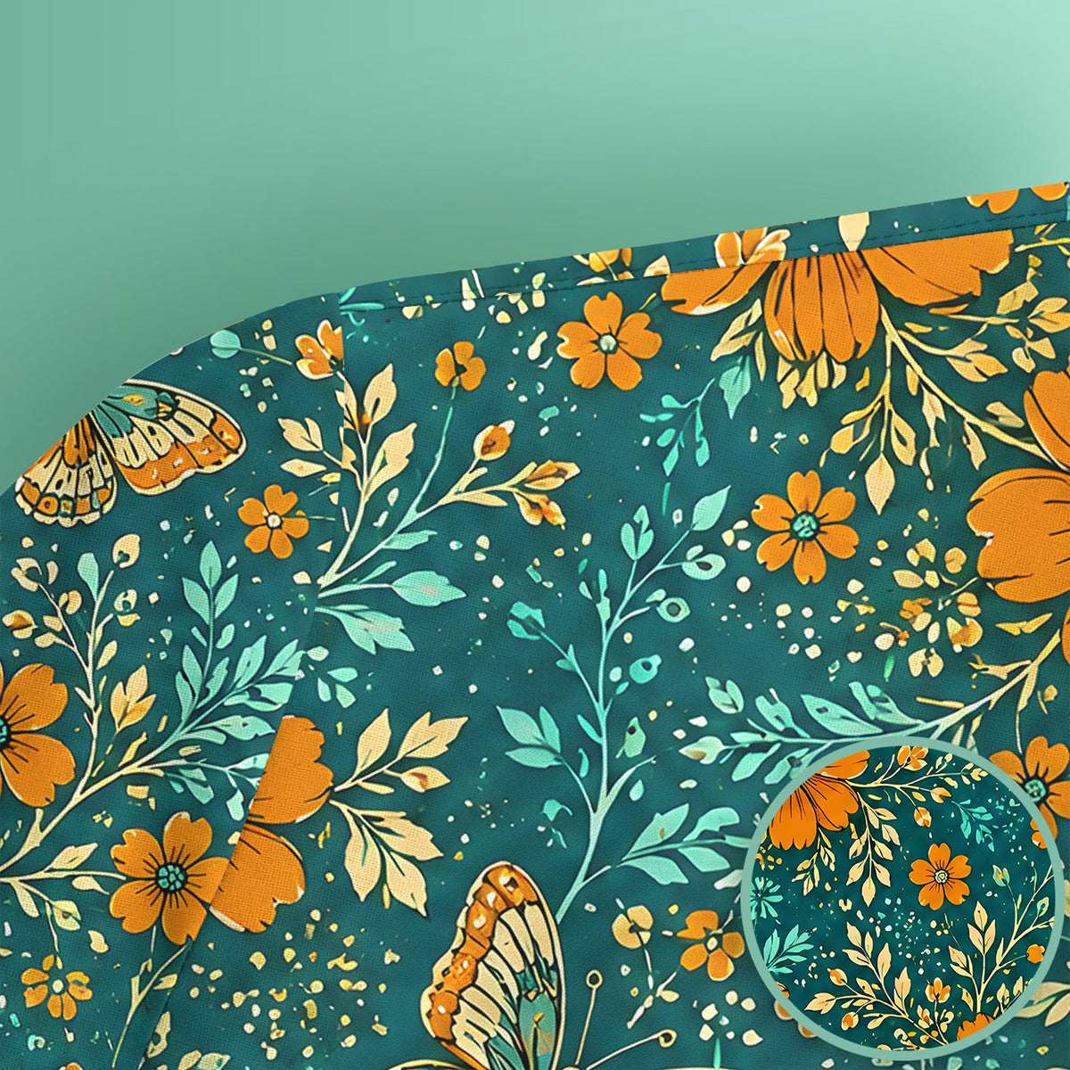 Orange Floral Butterfly Vine Nurse Scrub Top