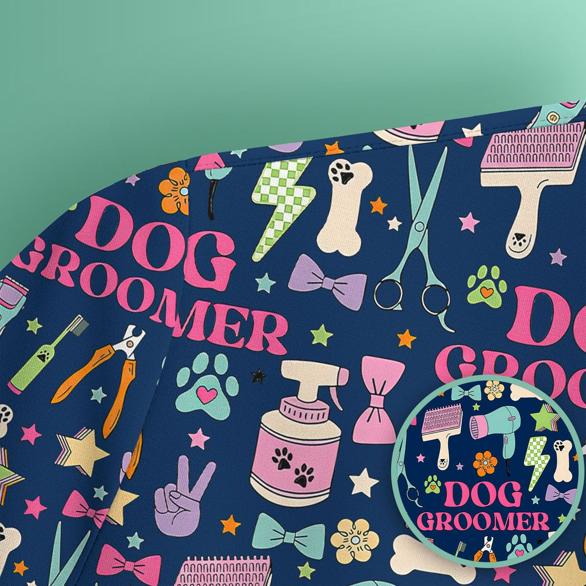 Dog Groomer Tools Nurse Scrub Top