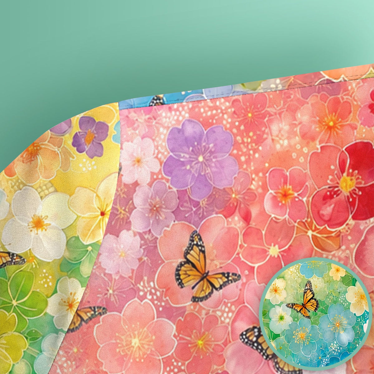 Rainbow Butterfly Floral Blossom Nurse Scrub Top