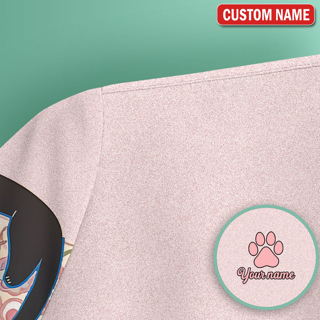 Personalized Pink Floral Black Cat Nurse Scrub Top