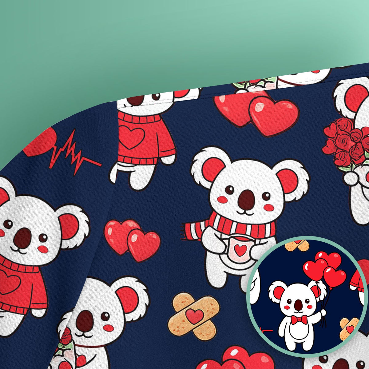 Sweet Koala Scrub Top - Valentines Day Gift For Nurse