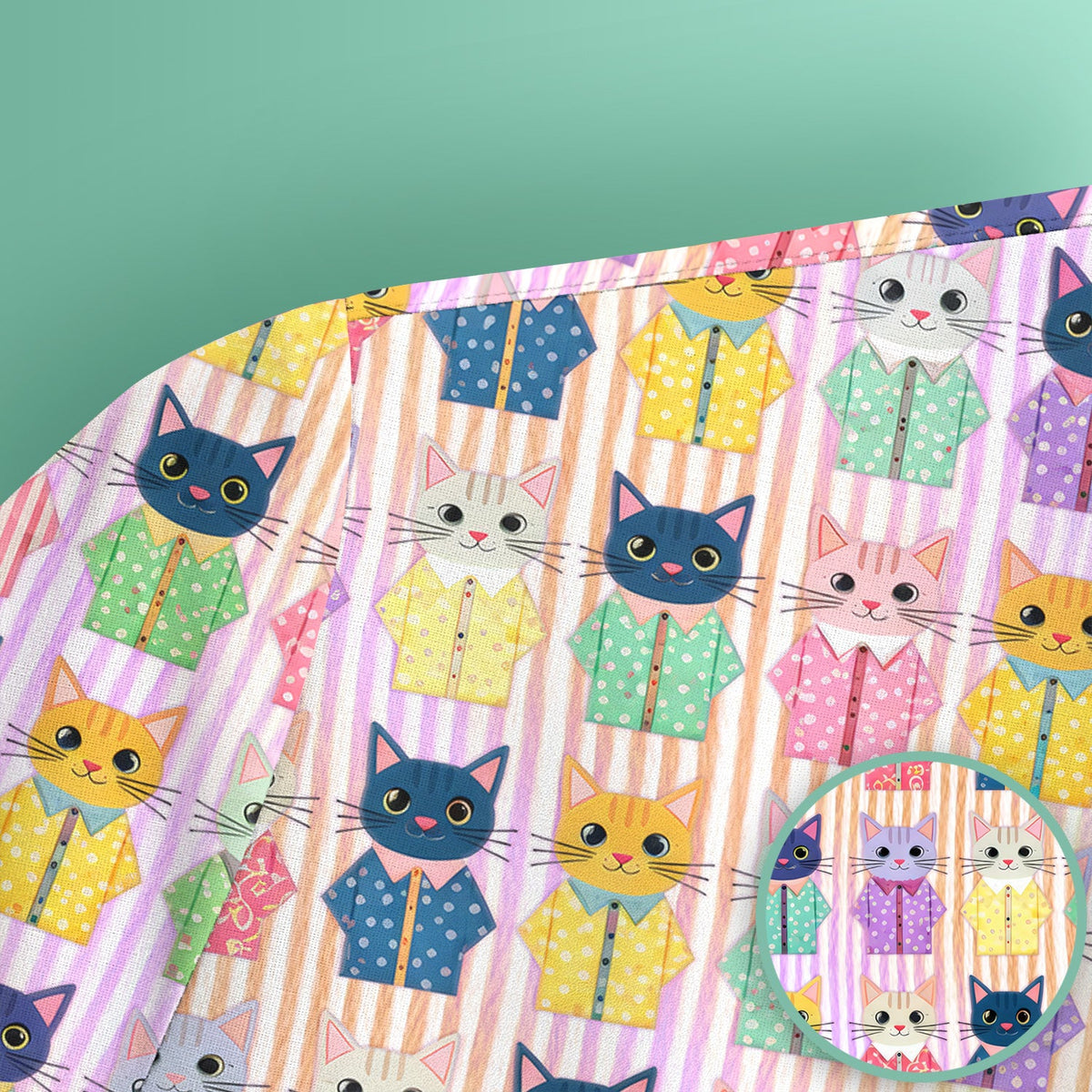 Cat Pajama Print Nurse Scrub Top