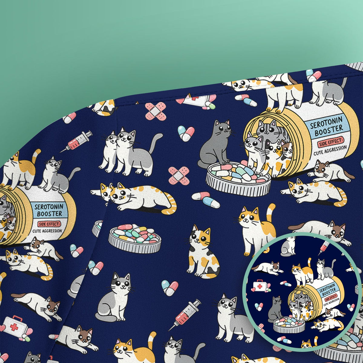 Cat Serotonin Booster Nurse Scrub Top