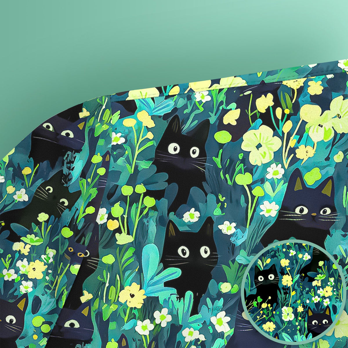 Black Cat Floral Nurse Scrub Top