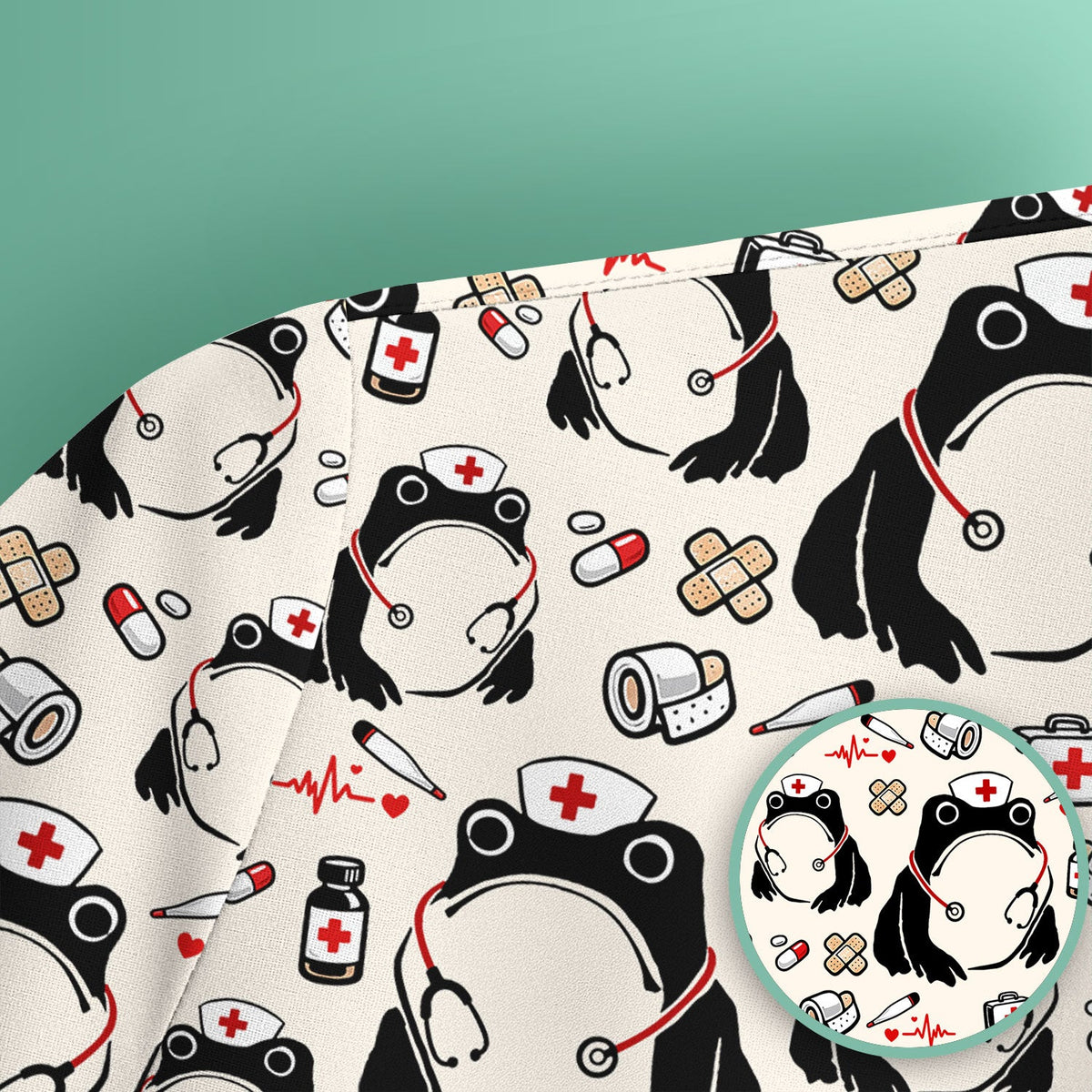 Frog Medical Nurse Scrub Top