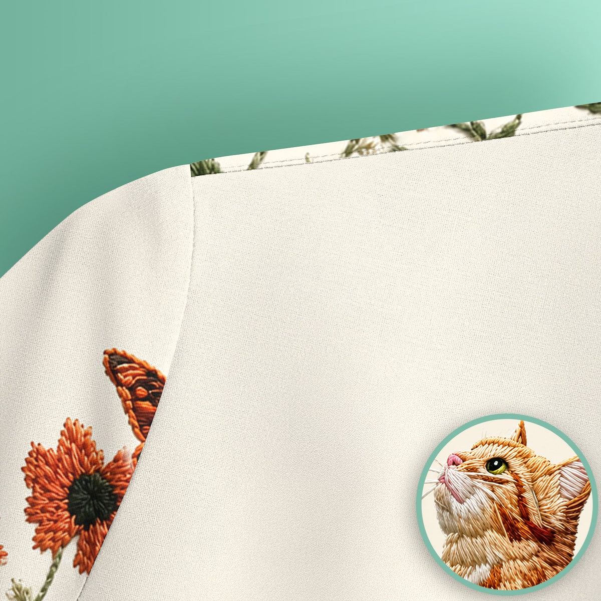 Orange Cat Wildflower Nurse Scrub Top