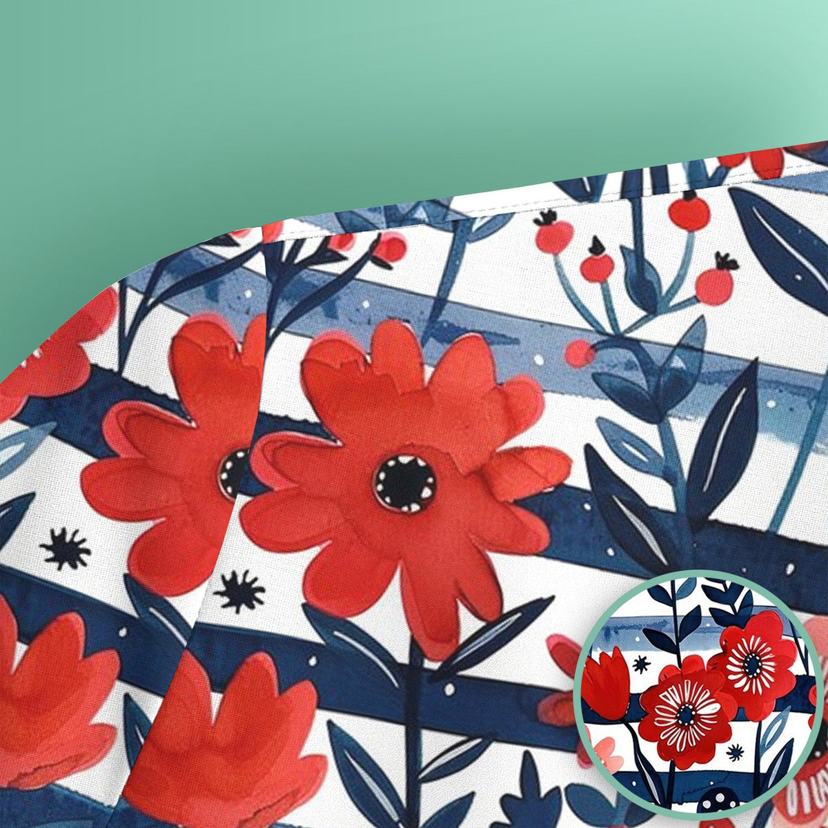 Red Poppy Navy Stripe Nurse Scrub Top