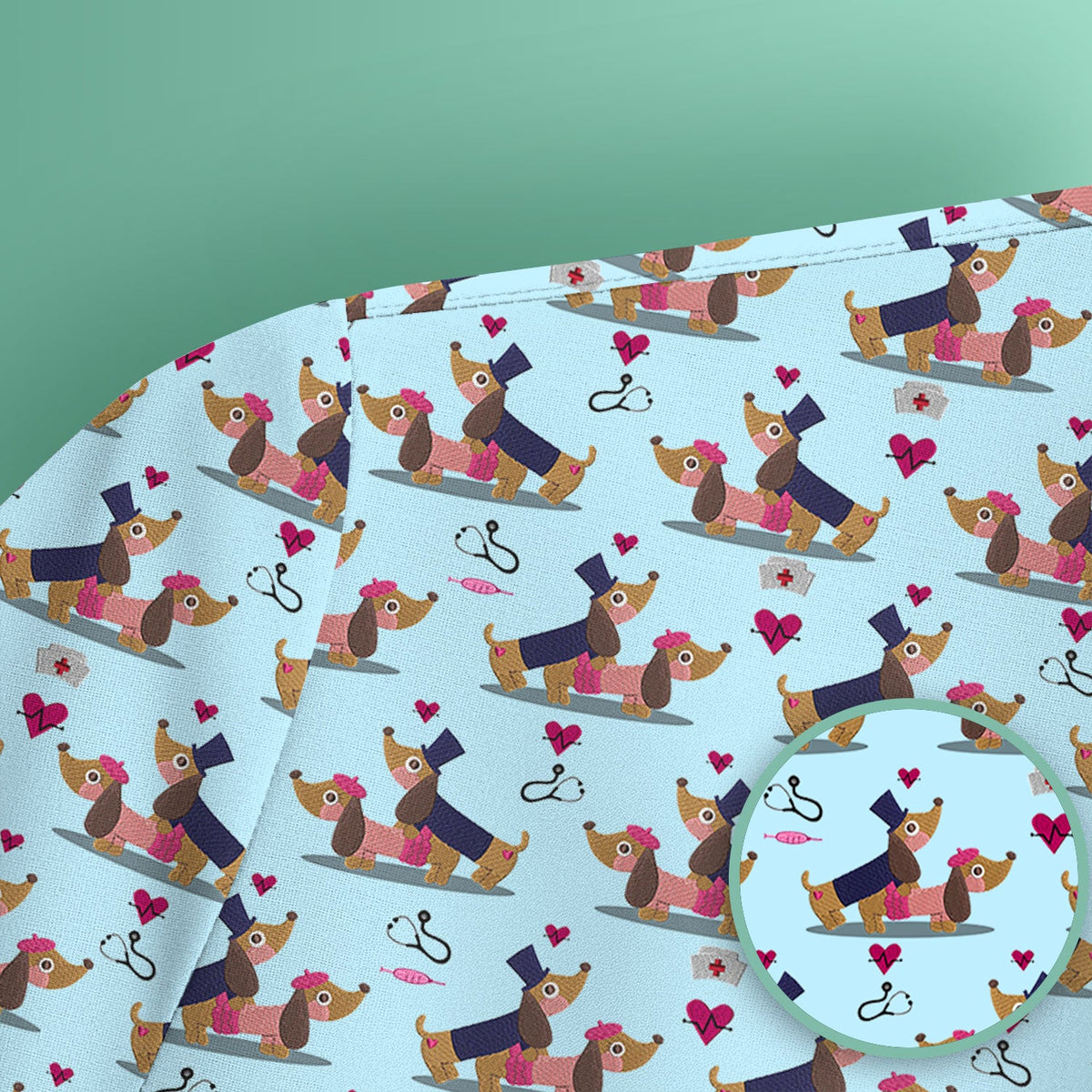Dachshund Nurse Scrub Top - Valentines Day Gift