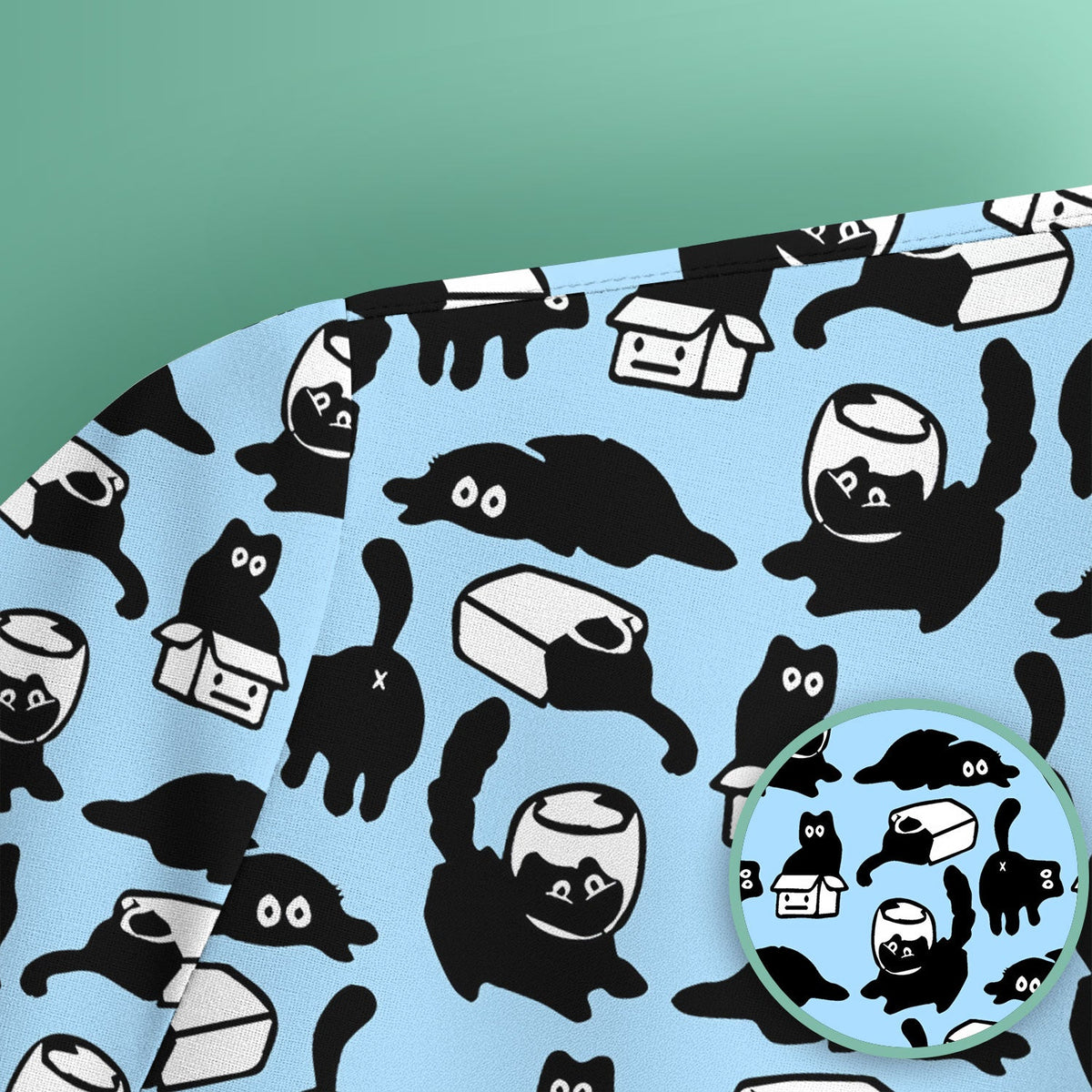 Dark Playful Cat Nurse Scrub Top