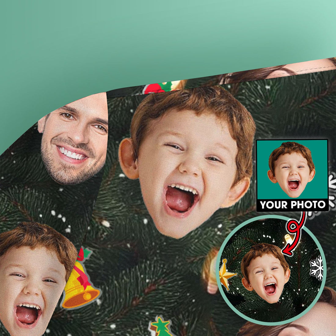 Personalized Christmas Photo Face Nurse Scrub Top
