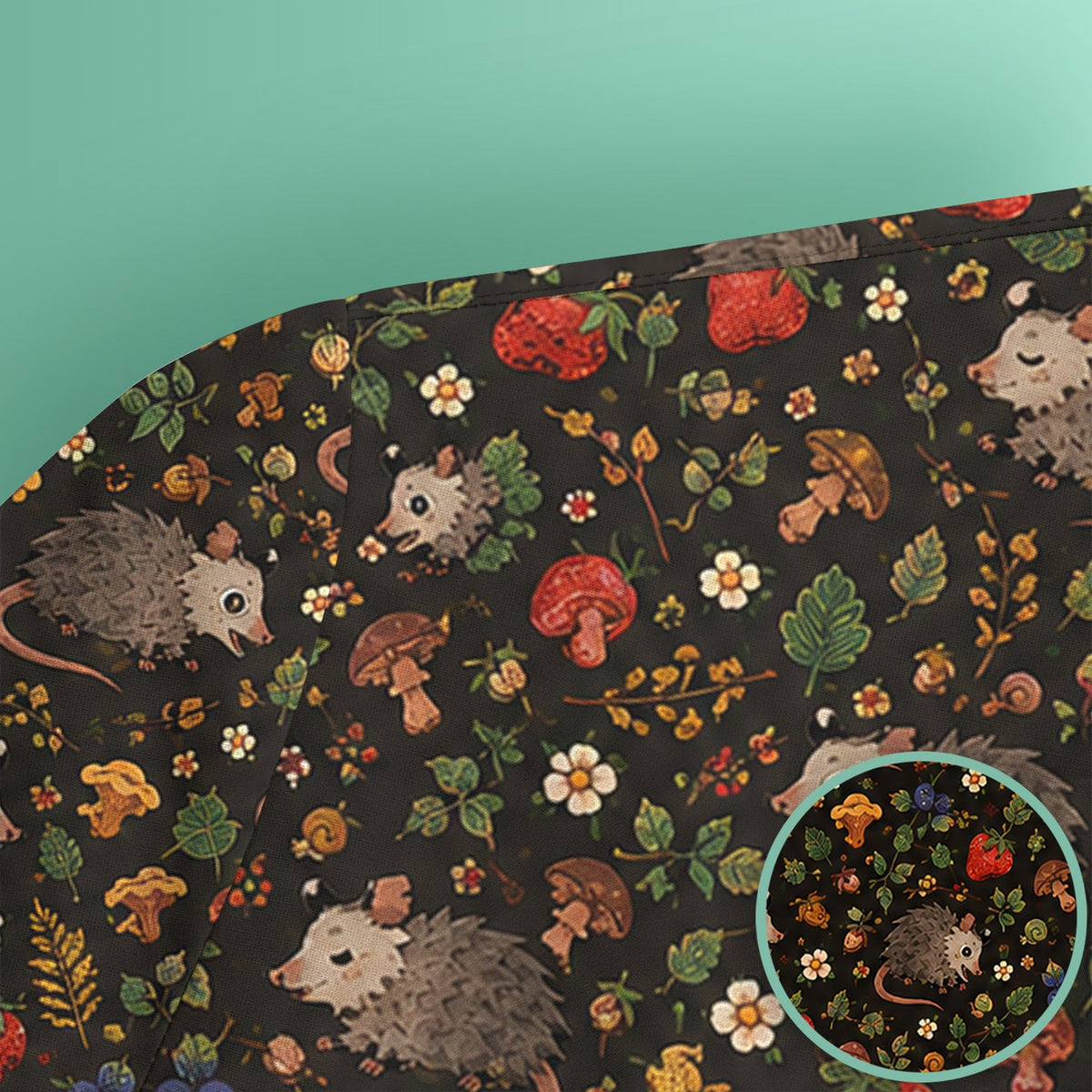 Woodland Opossum Berry Mushroom Nurse Scrub Top