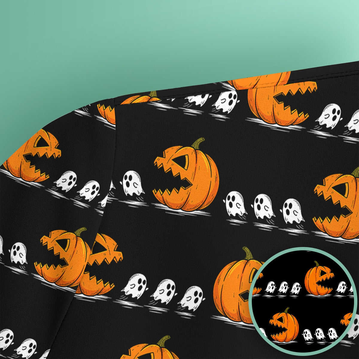 Spooky Pumpkin Ghost Nurse Scrub Top