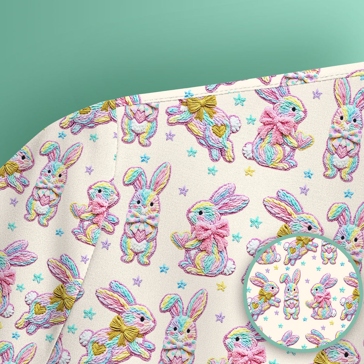 Cartoon Bunny Nurse Scrub Top - Easter Gift