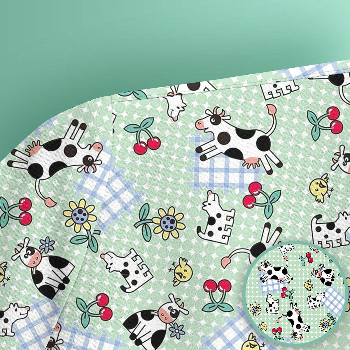 Cow Cherry Farm Garden Nurse Scrub Top