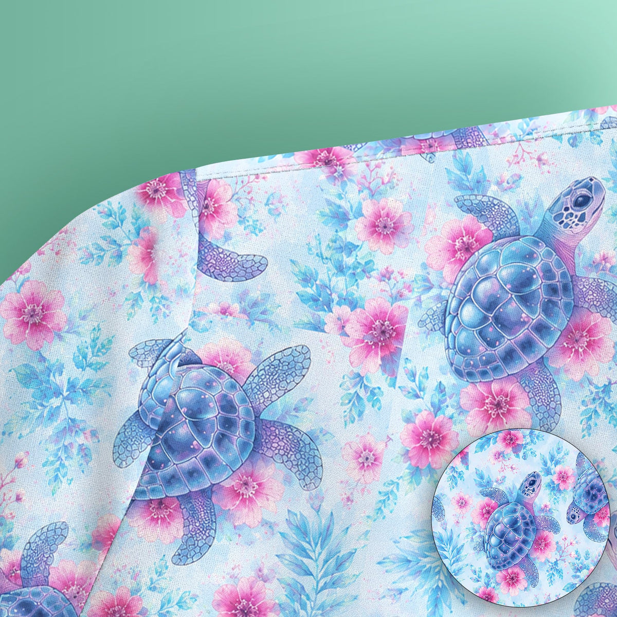 Sea Turtle Floral Nurse Scrub Top