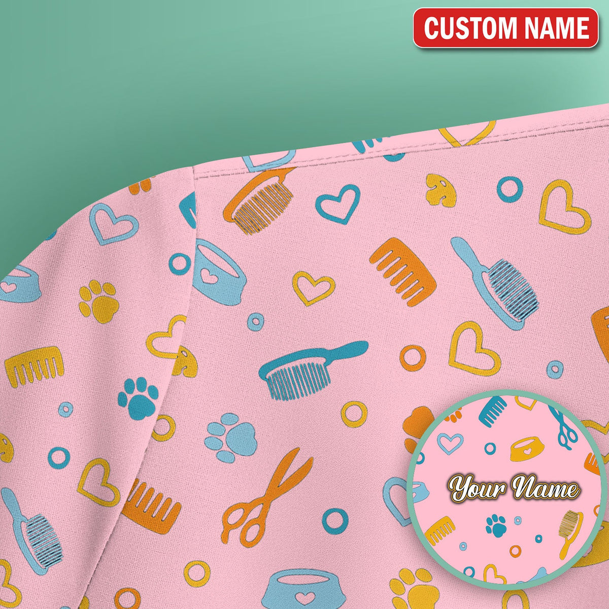 Personalized Dog Cat Grooming Nurse Scrub Top