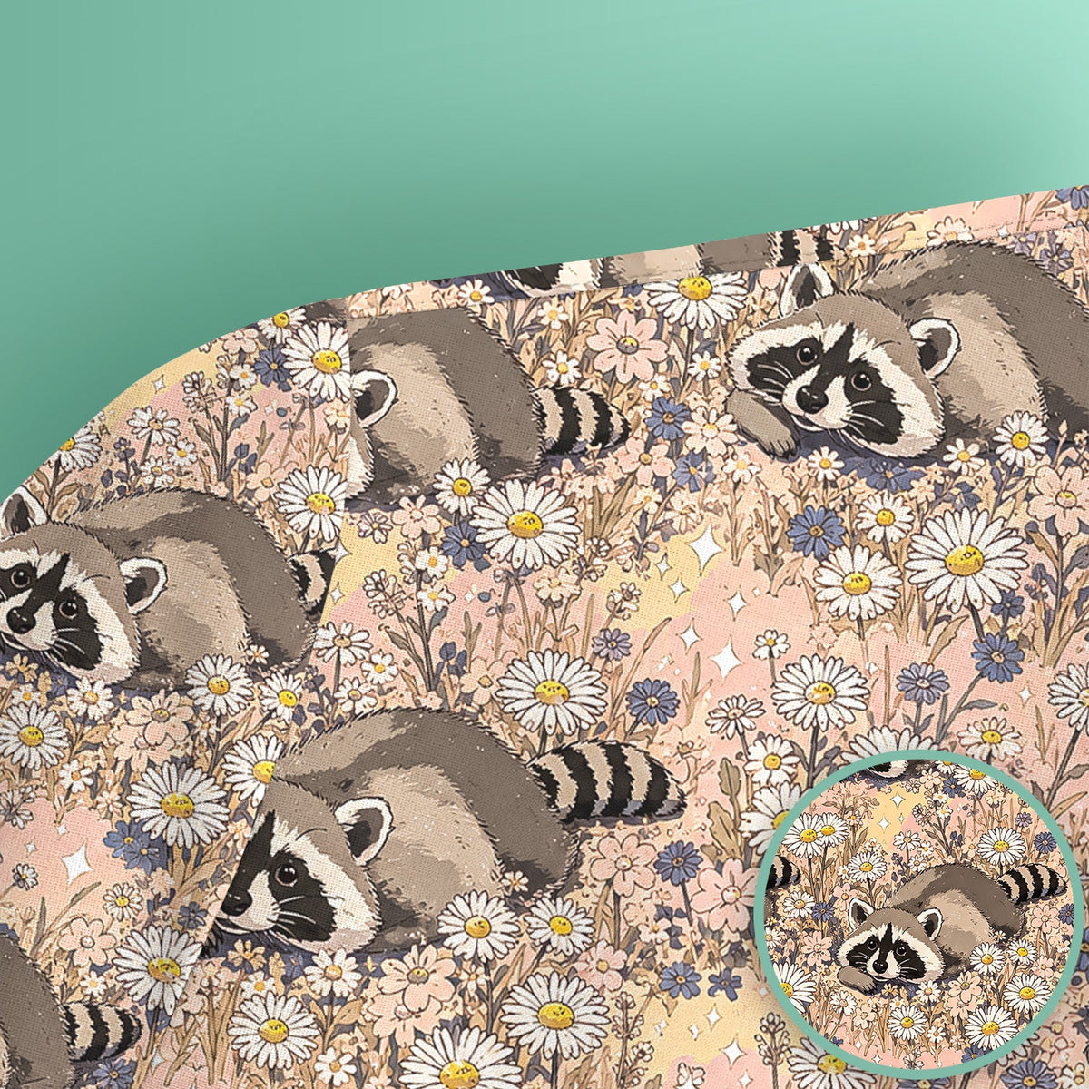 Raccoon Wildflower Meadow Nurse Scrub Top