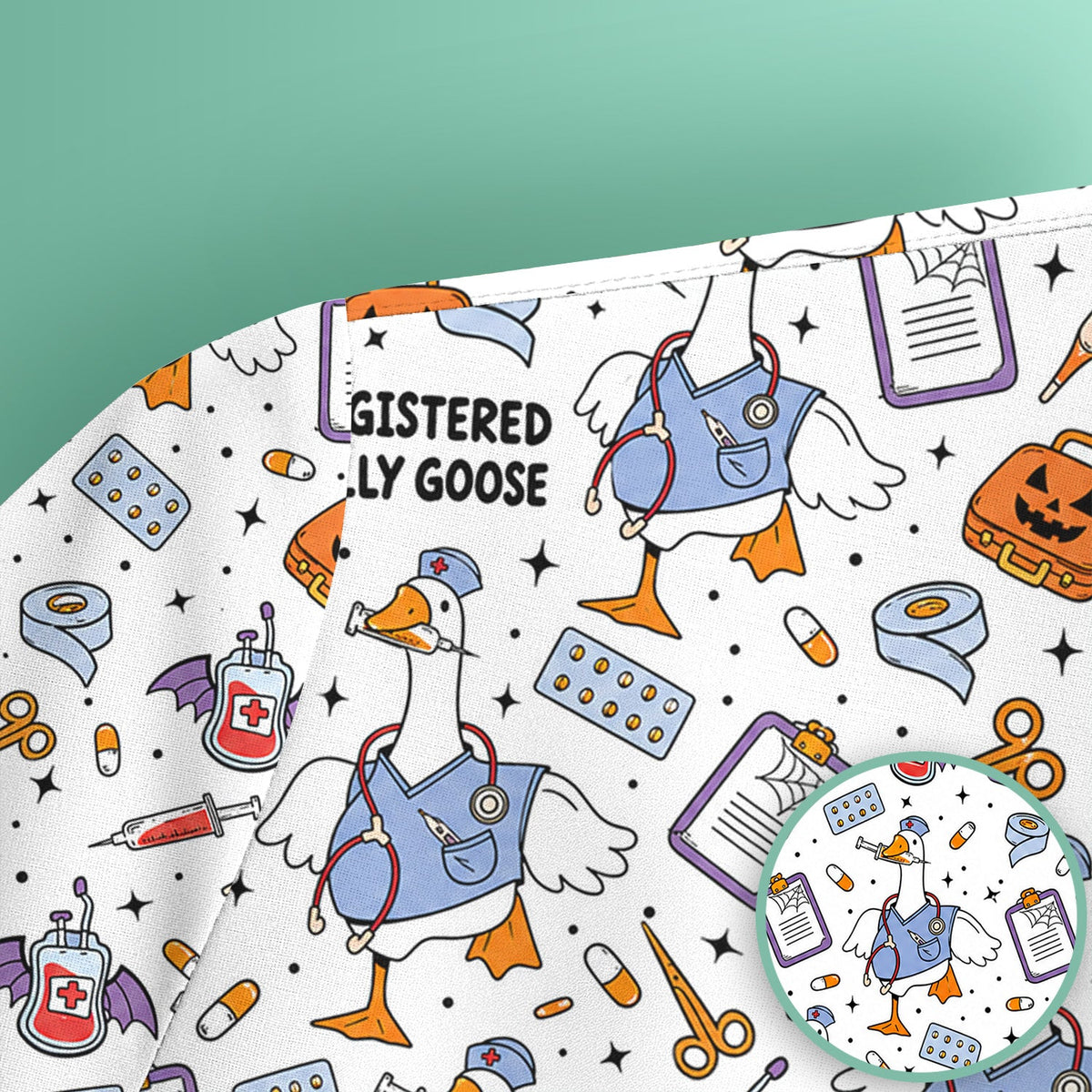 Registered Silly Goose Nurse Scrub Top - Halloween Gift