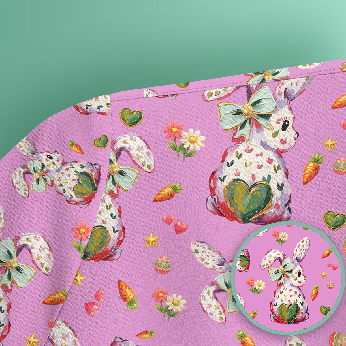 Pastel Bunny Easter Nurse Scrub Top