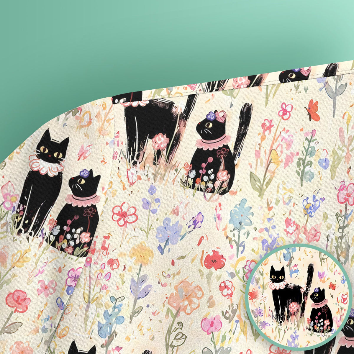 Cute Black Cats Wildflower Garden Nurse Scrub Top