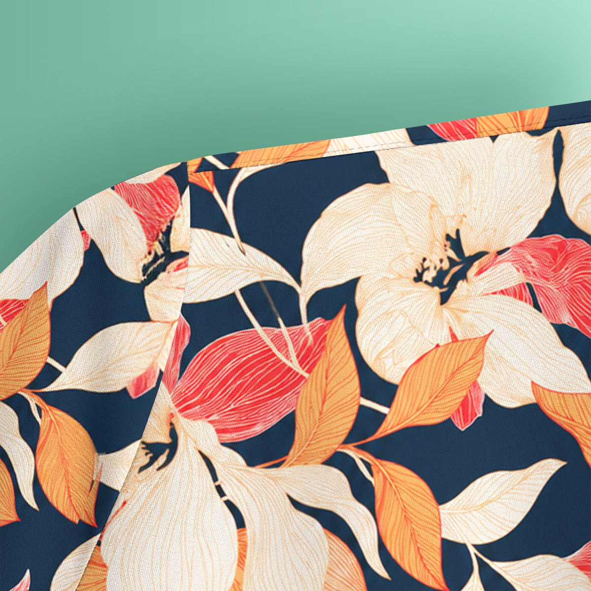 Elegant Ivory Lily Leaves Nurse Scrub Top