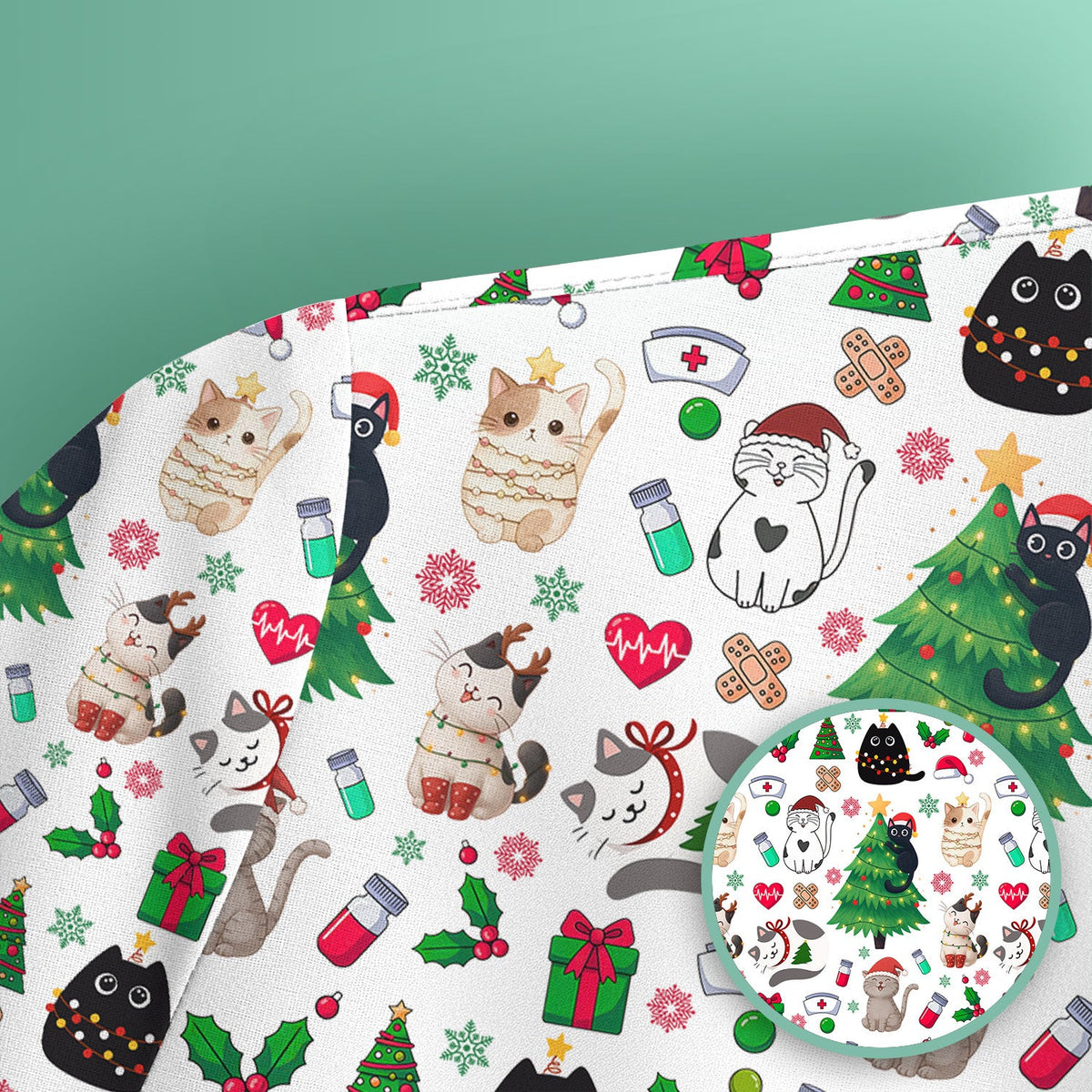 Christmas Pet Nurse Scrub Top