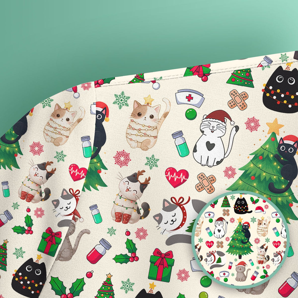 Christmas Pet Nurse Scrub Top