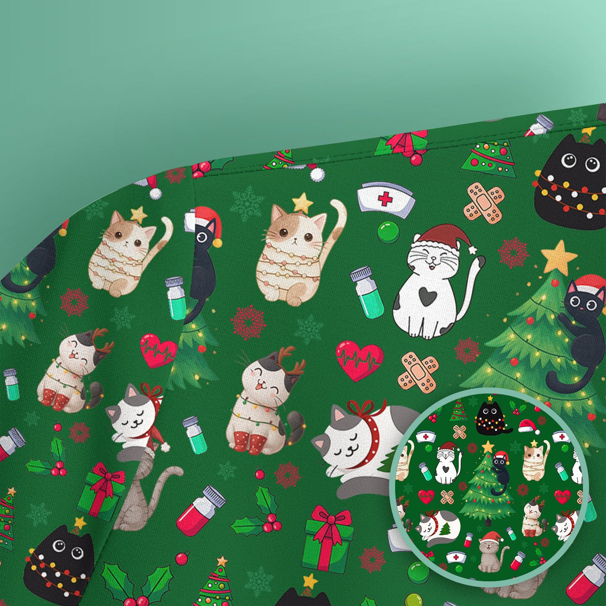 Christmas Pet Nurse Scrub Top