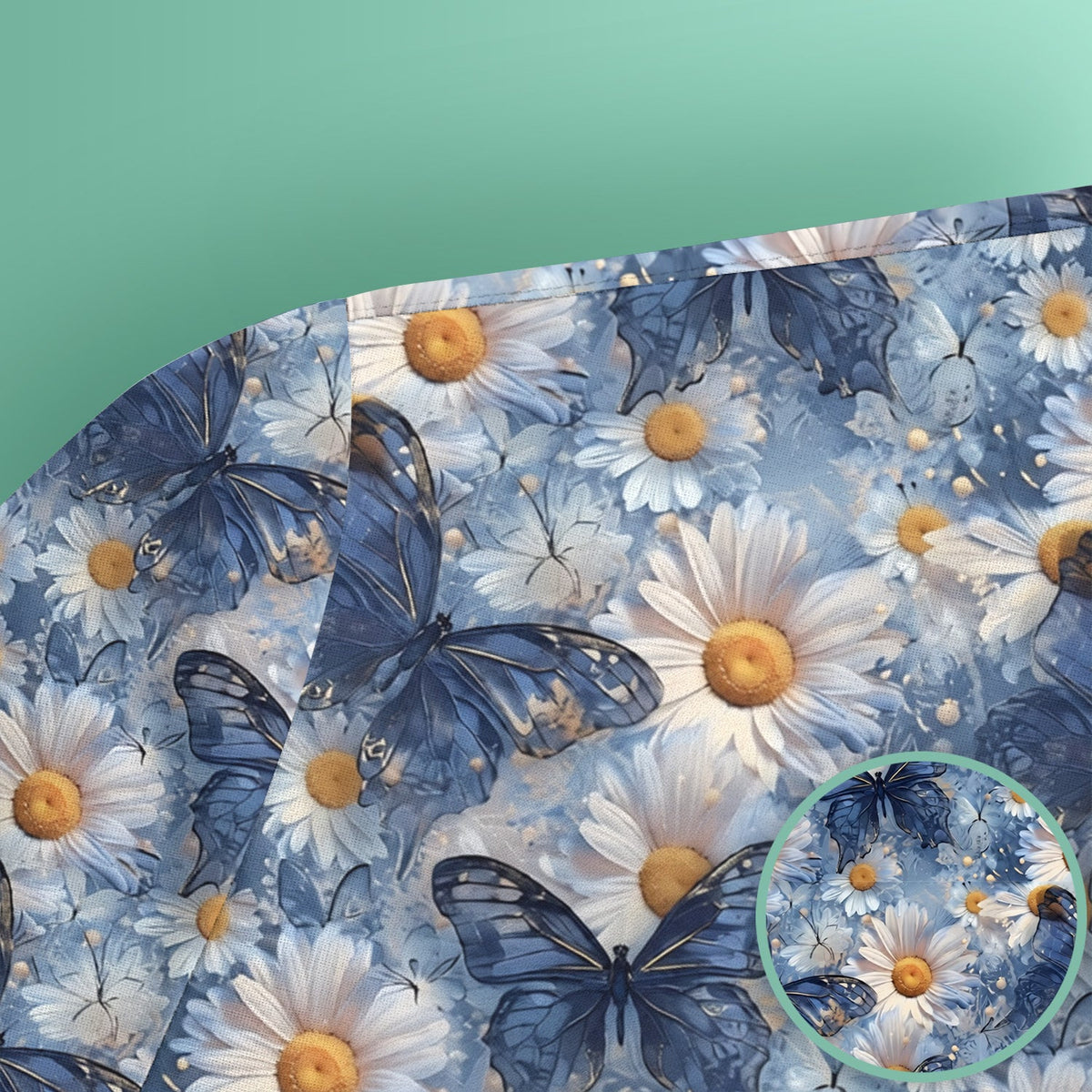 Blue Daisy Butterfly Nurse Scrub Top