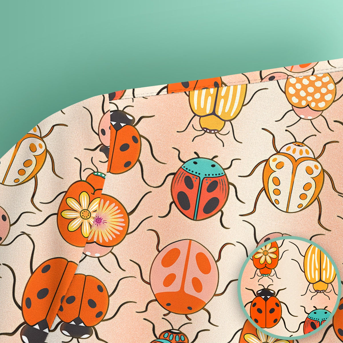Ladybug Beetle Floral Nurse Scrub Top