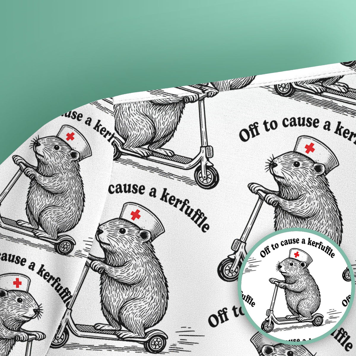 Mouse Scooter Nurse Scrub Top