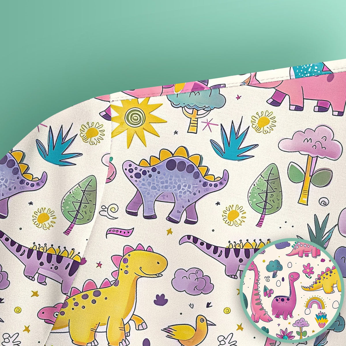 Dinosaur Rainbow Nurse Scrub Top