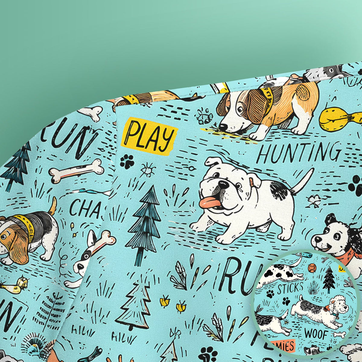 Cartoon Puppy Adventure Nurse Scrub Top
