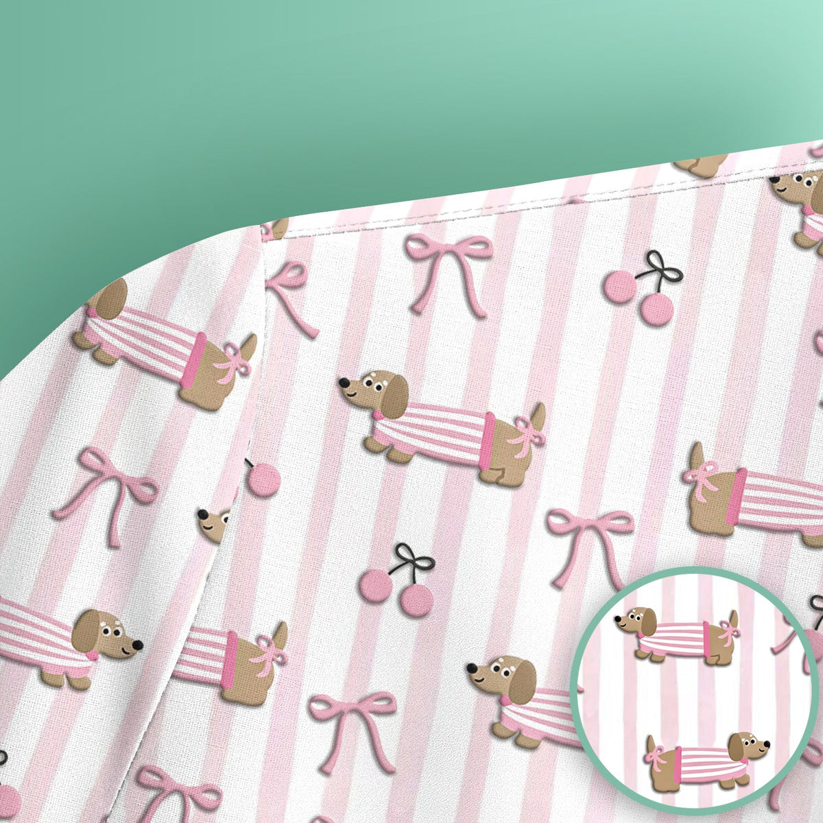 Dachshund Pink Stripe Nurse Scrub Top