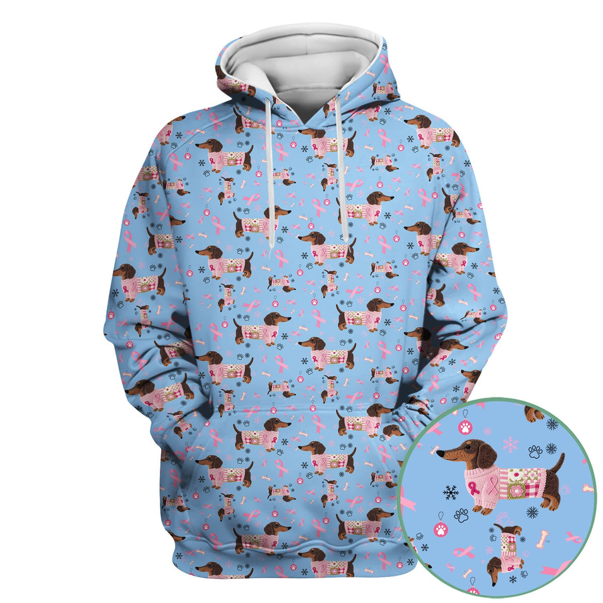 Pink Ribbon Dachshund Nurse Scrub Top