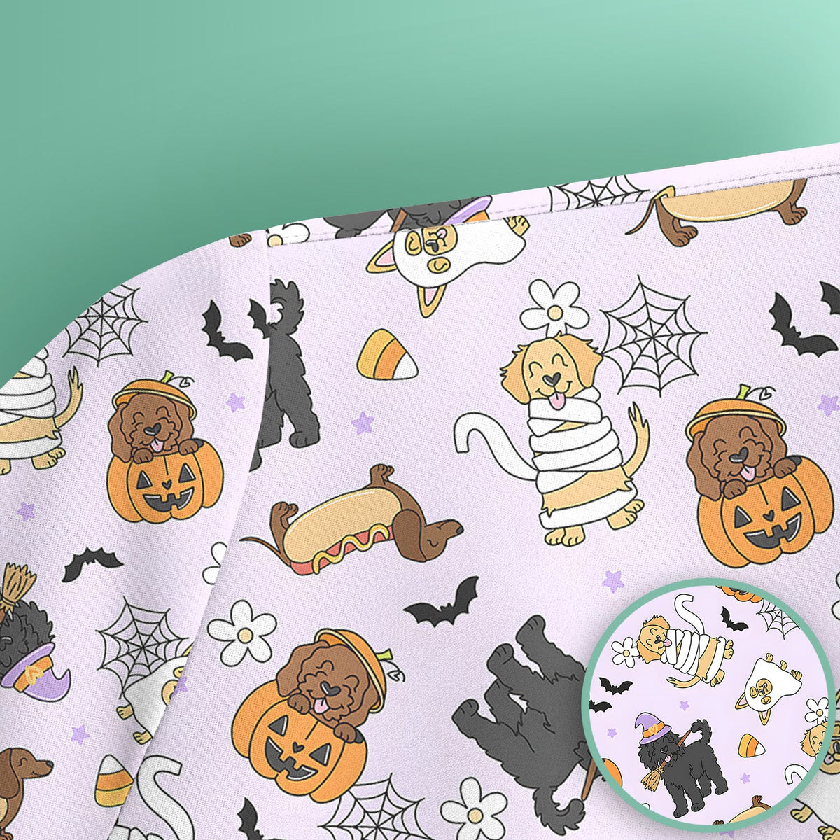 Halloween Costumed Pets Nurse Scrub Top