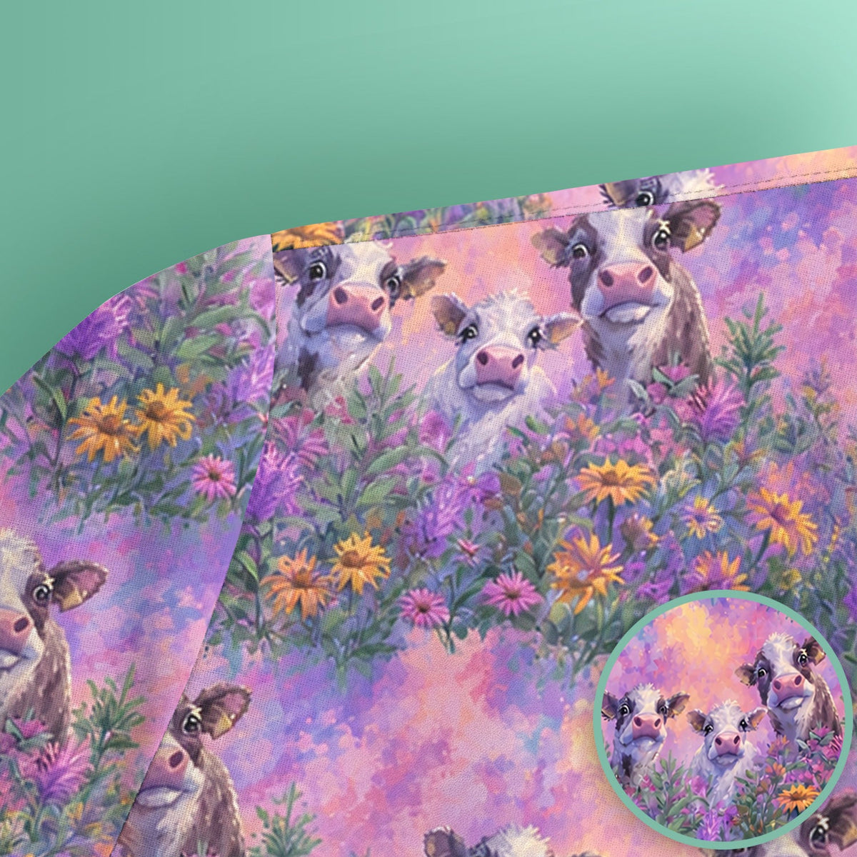 Pastel Cow Meadow Flower Nurse Scrub Top
