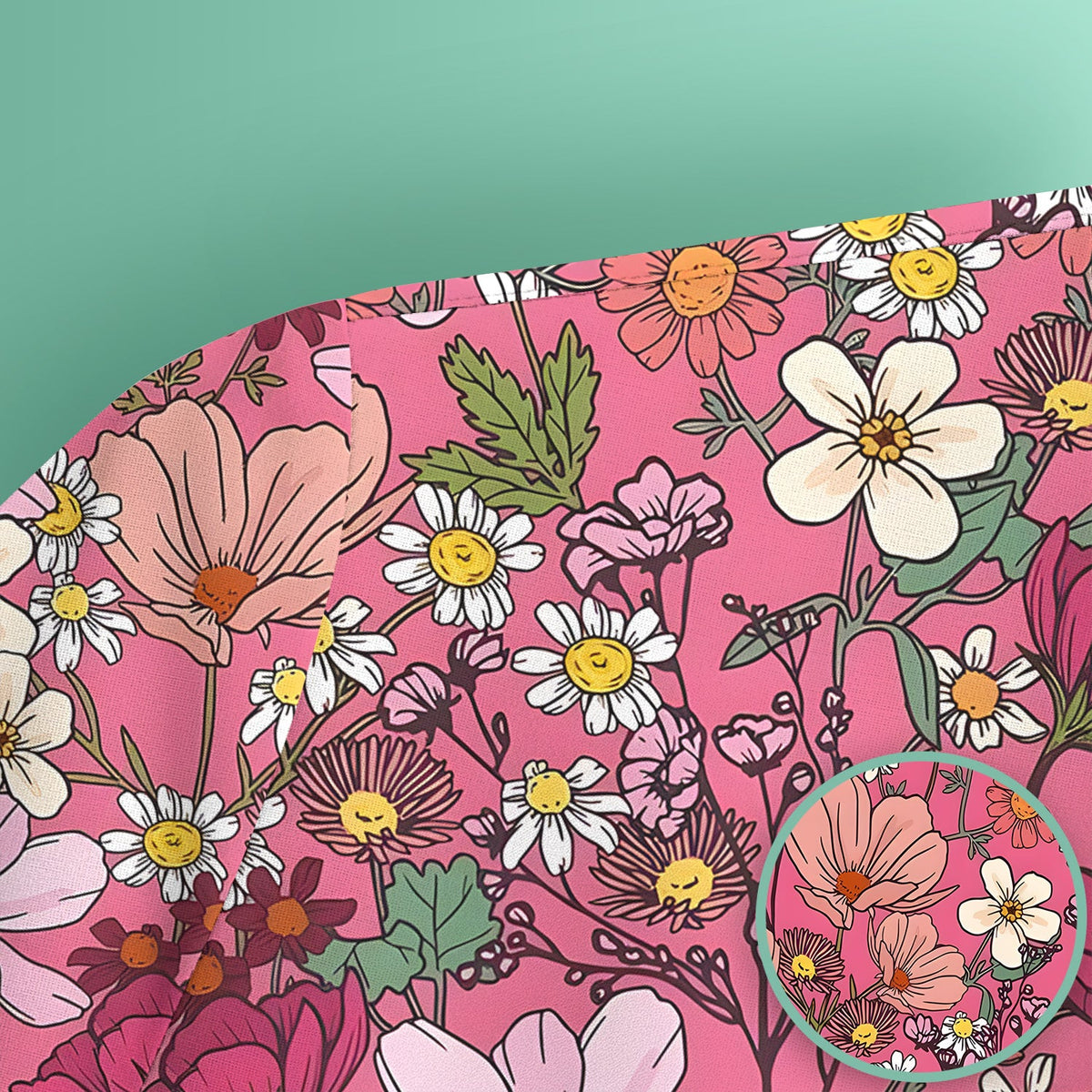 Pink Daisy Wildflower Nurse Scrub Top