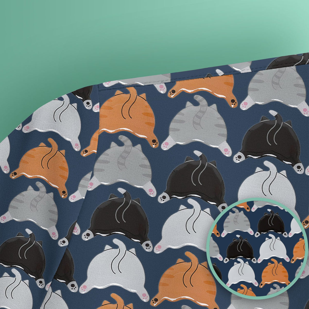 Multicolor Cat Nurse Scrub Top