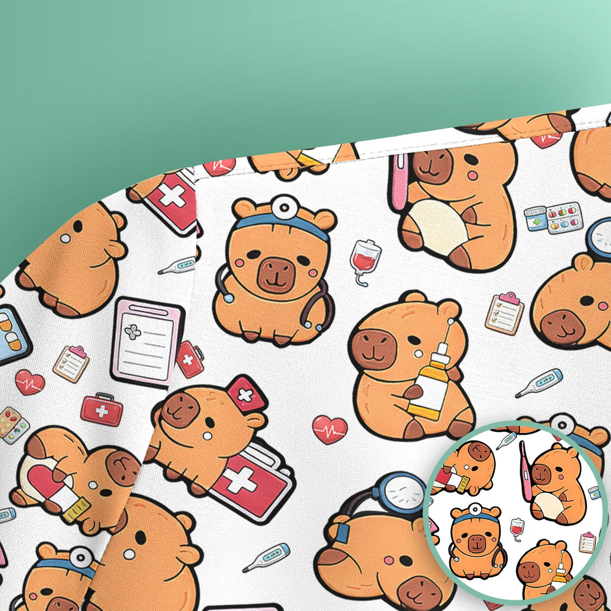 Capybara Stethoscope Medical Tools Nurse Scrub Top