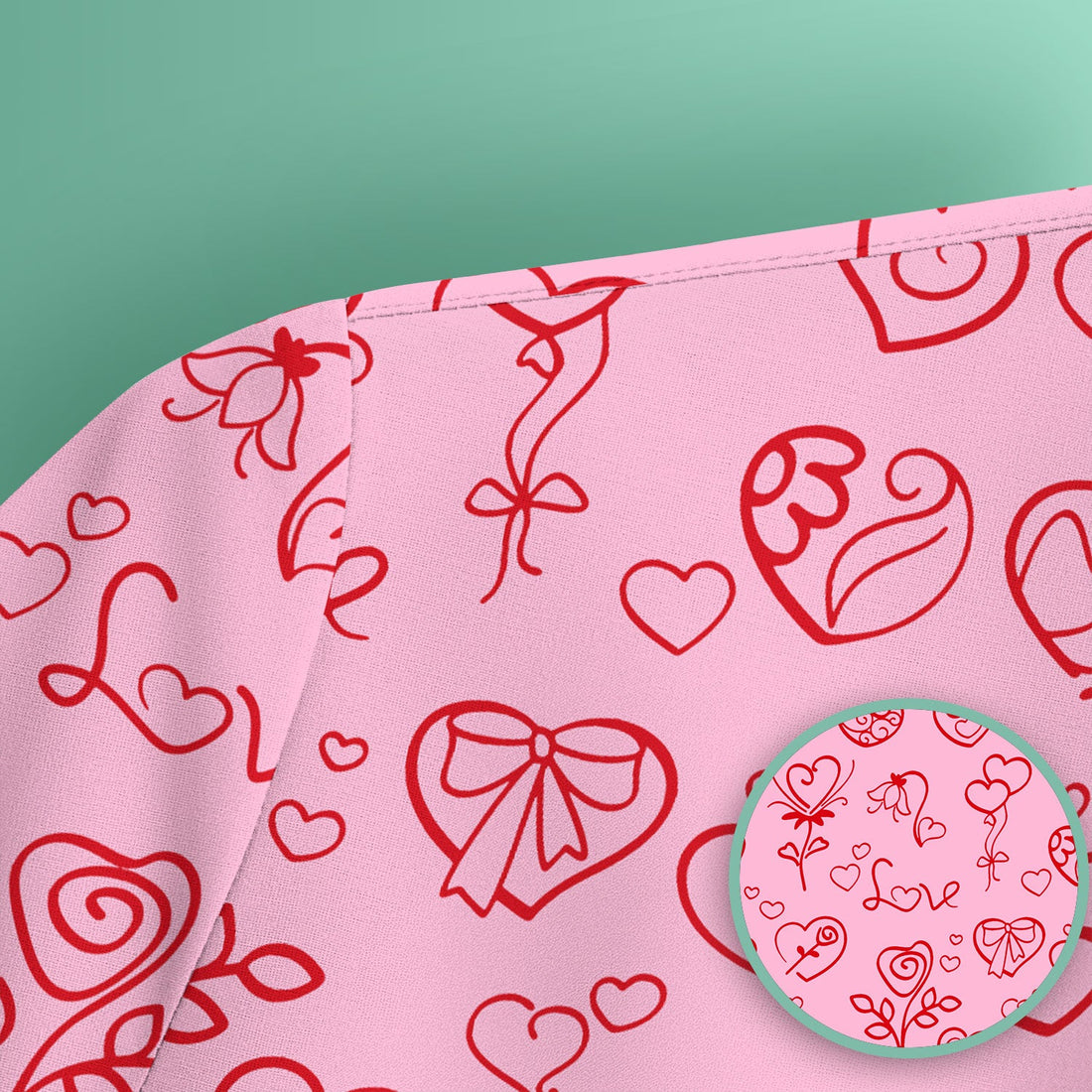 Valentine Pink Line Art Nurse Scrub Top