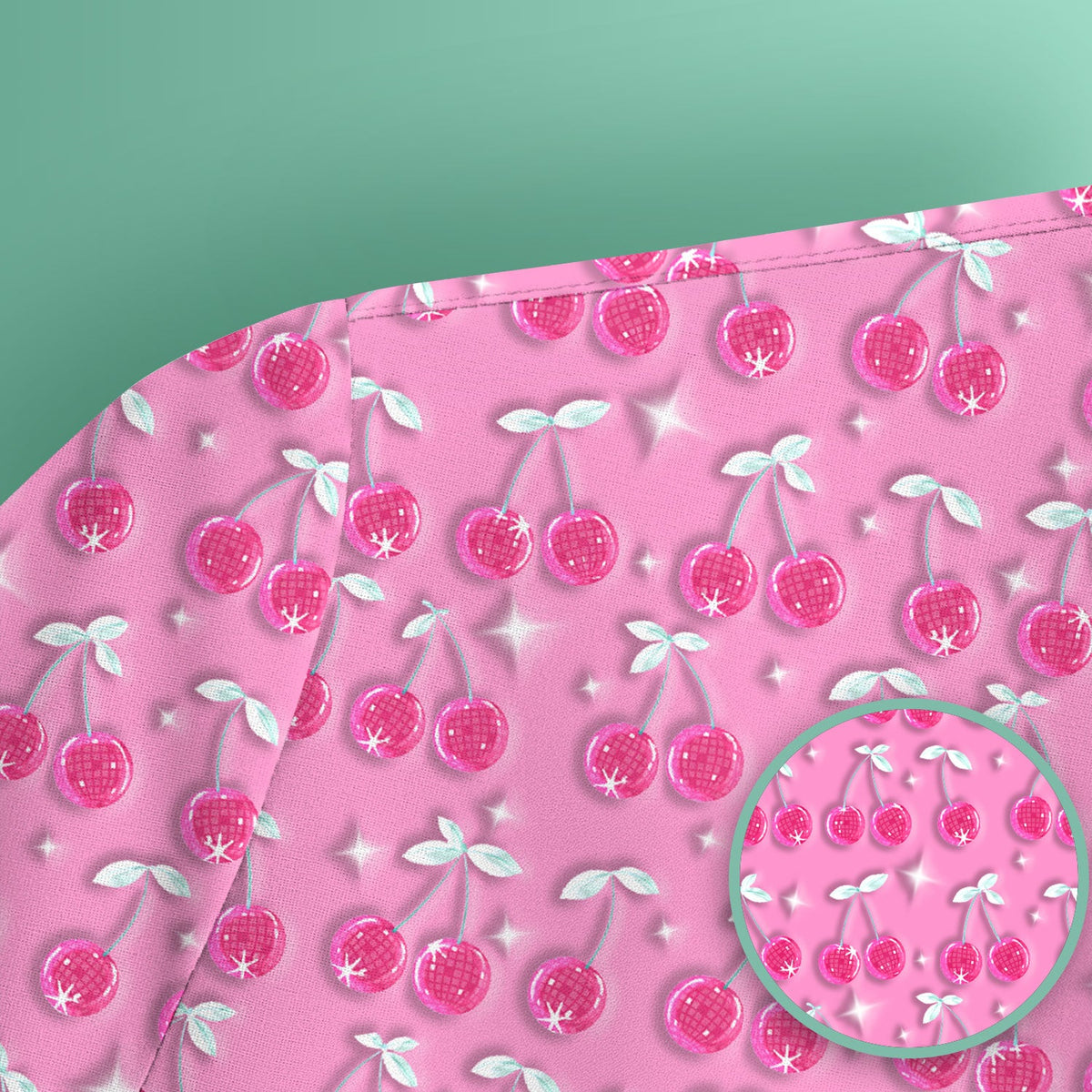 Pink Cherry Sparkle Nurse Scrub Top