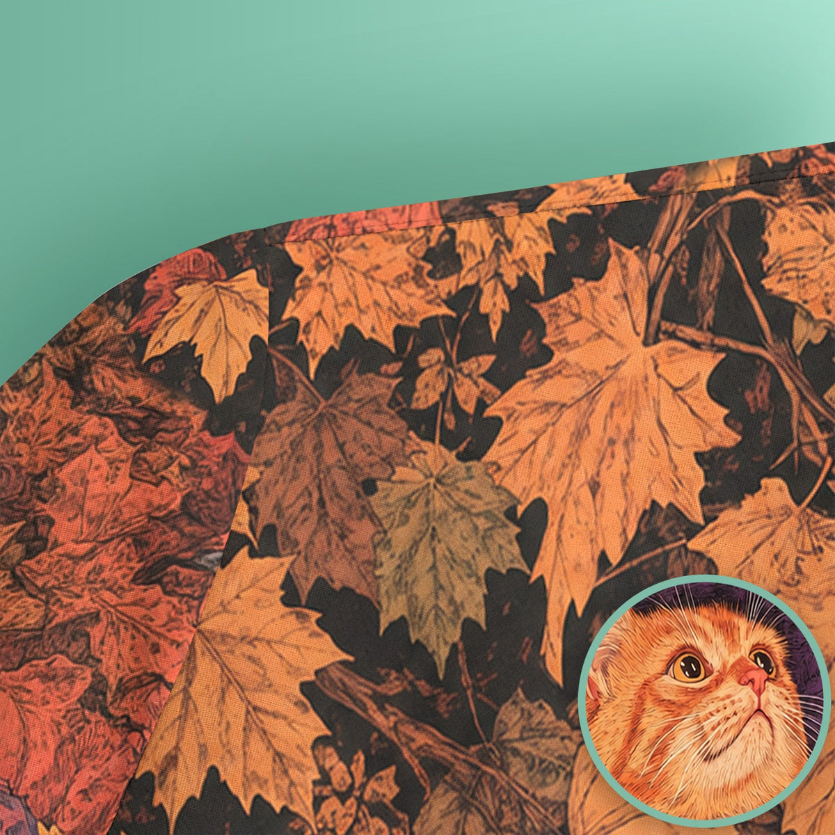 Autumn Cat Fall Leaves Nurse Scrub Top